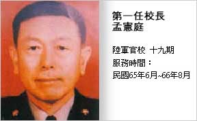 民國65年~66年第一任校長19期孟憲庭